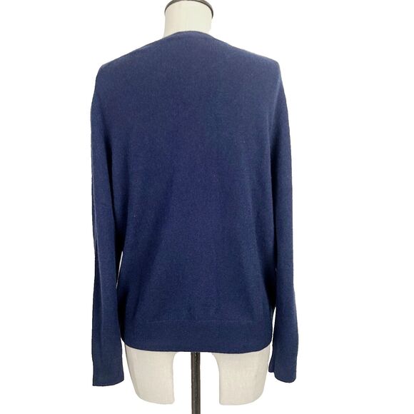 Quince Mongolian Cashmere Sweater L Blue Crewneck Long Sleeve Relaxed Pullover - Picture 2 of 6